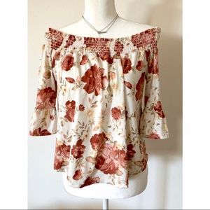 Off the shoulder floral print top size M